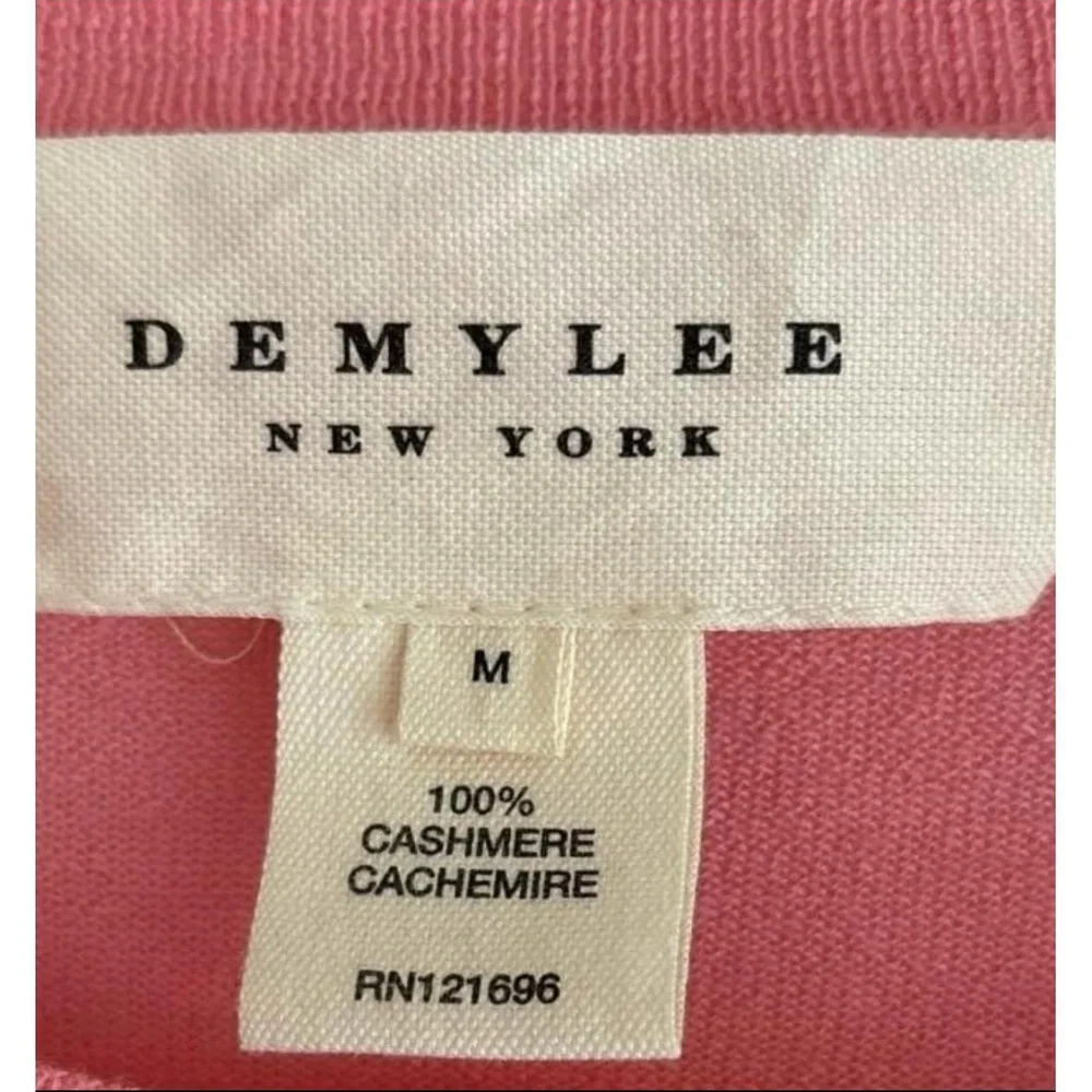 DEMYLEE NEW YORK Cardigan Womens Size M Pink Coral Ruffle Knit Cashmere Luxe - Picture 4 of 5